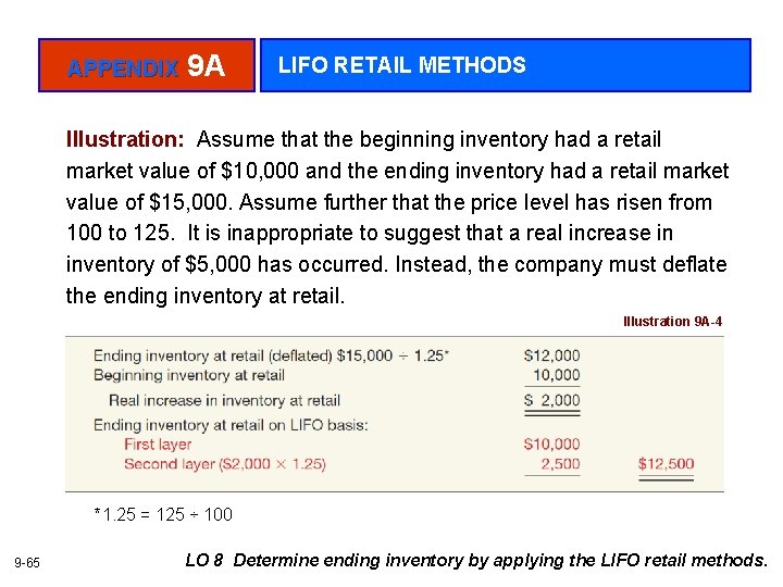 APPENDIX 9 A LIFO RETAIL METHODS Illustration: Assume that the beginning inventory had a