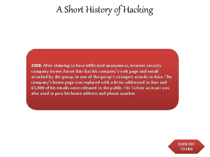 A Short History of Hacking 2008: After claiming to have infiltrated anonymous, internet security