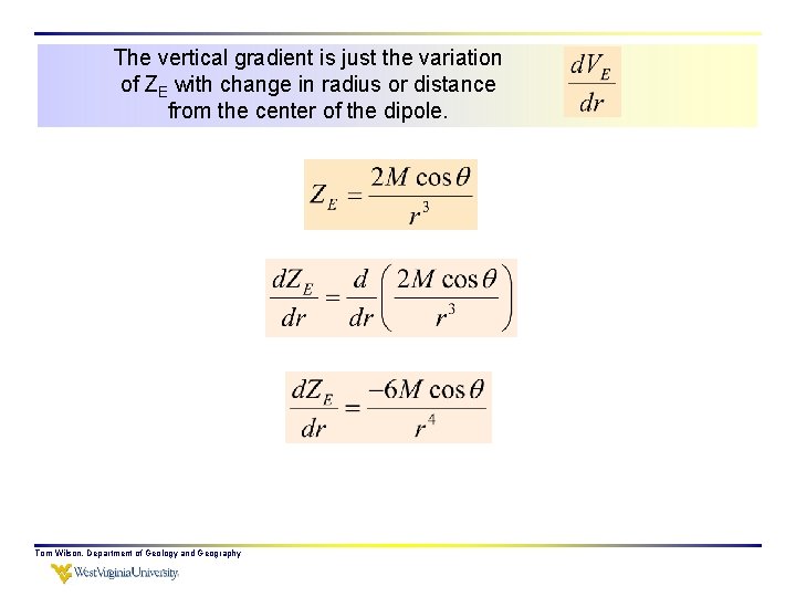 The vertical gradient is just the variation of ZE with change in radius or