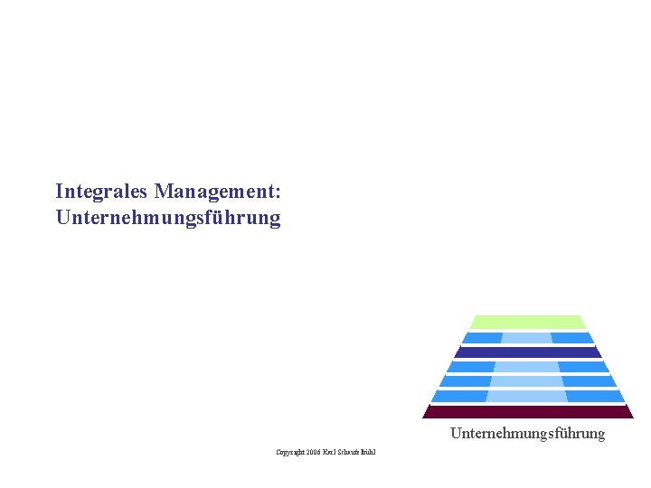 Integrales Management: Unternehmungsführung Copyright 2006 Karl Schaufelbühl 