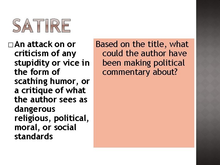 � An attack on or Based on the title, what criticism of any could � An attack on or Based on the title, what criticism of any could