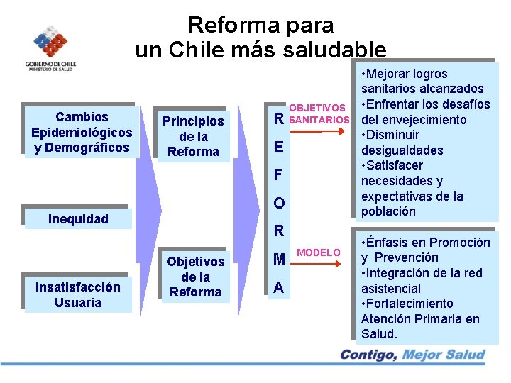 Reforma para un Chile más saludable Cambios Epidemiológicos y Demográficos Principios de la Reforma