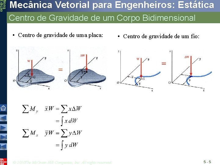 Nona Edição Mecânica Vetorial para Engenheiros: Estática Centro de Gravidade de um Corpo Bidimensional