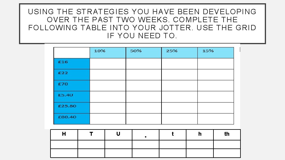 USING THE STRATEGIES YOU HAVE BEEN DEVELOPING OVER THE PAST TWO WEEKS. COMPLETE THE USING THE STRATEGIES YOU HAVE BEEN DEVELOPING OVER THE PAST TWO WEEKS. COMPLETE THE