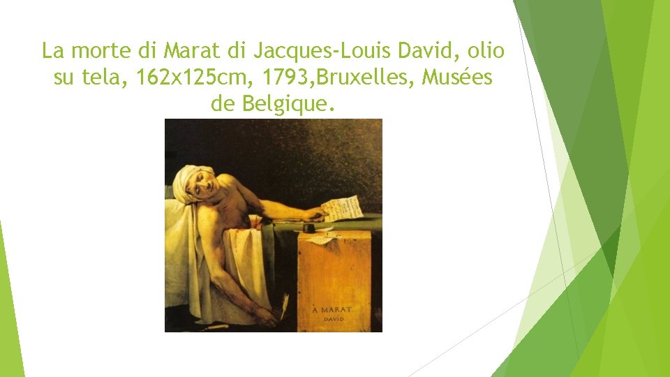 La morte di Marat di Jacques-Louis David, olio su tela, 162 x 125 cm,