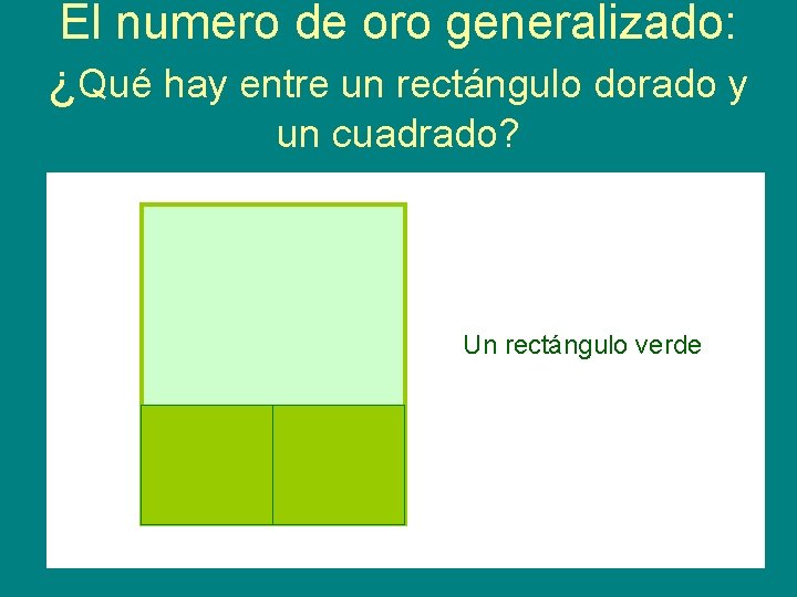 El numero de oro generalizado: ¿Qué hay entre un rectángulo dorado y un cuadrado?