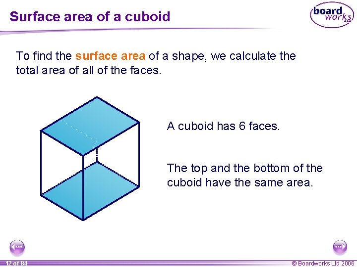 Surface area of a cuboid To find the surface area of a shape, we
