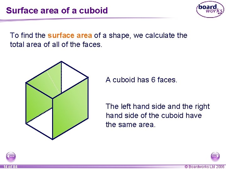 Surface area of a cuboid To find the surface area of a shape, we