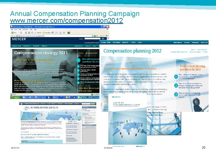 Annual Compensation Planning Campaign www. mercer. com/compensation 2012 MERCER 12/4/2020 20 