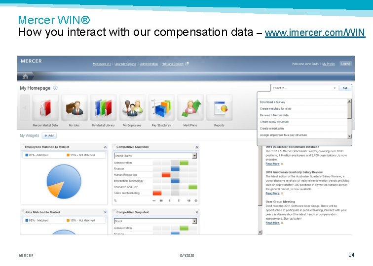Mercer WIN® How you interact with our compensation data – www. imercer. com/WIN MERCER