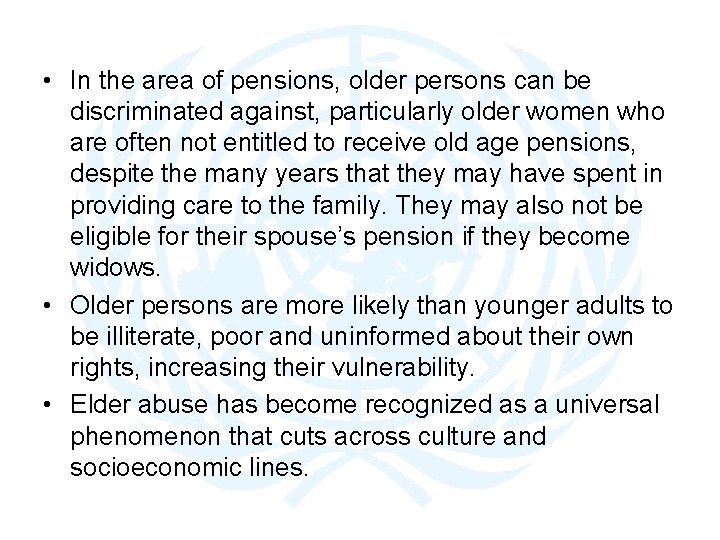 The Rights of Older Persons in the World