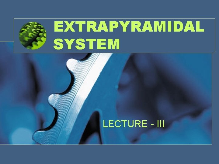 EXTRAPYRAMIDAL SYSTEM LECTURE - III 