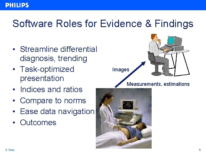 Software Roles for Evidence & Findings • Streamline differential diagnosis, trending • Task-optimized presentation