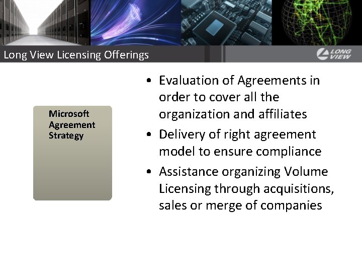 Long View Licensing Offerings Microsoft Agreement Strategy • Evaluation of Agreements in order to Long View Licensing Offerings Microsoft Agreement Strategy • Evaluation of Agreements in order to