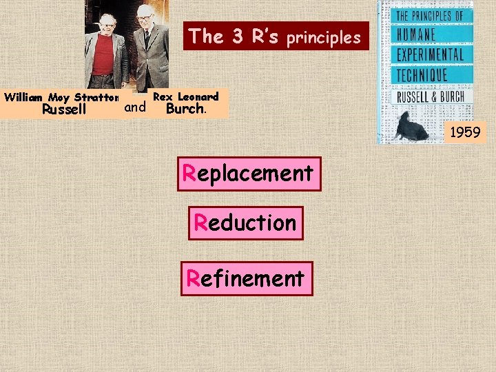 The 3 R’s principles William Moy Stratton Russell and Rex Leonard Burch. 1959 Replacement