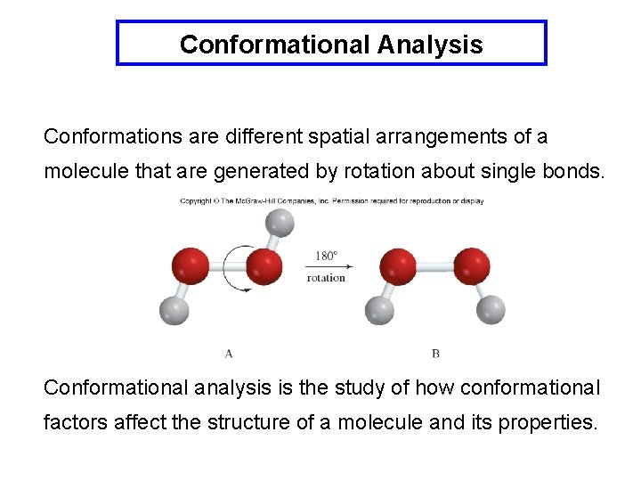 Conformational Analysis Conformations are different spatial arrangements of a molecule that are generated by