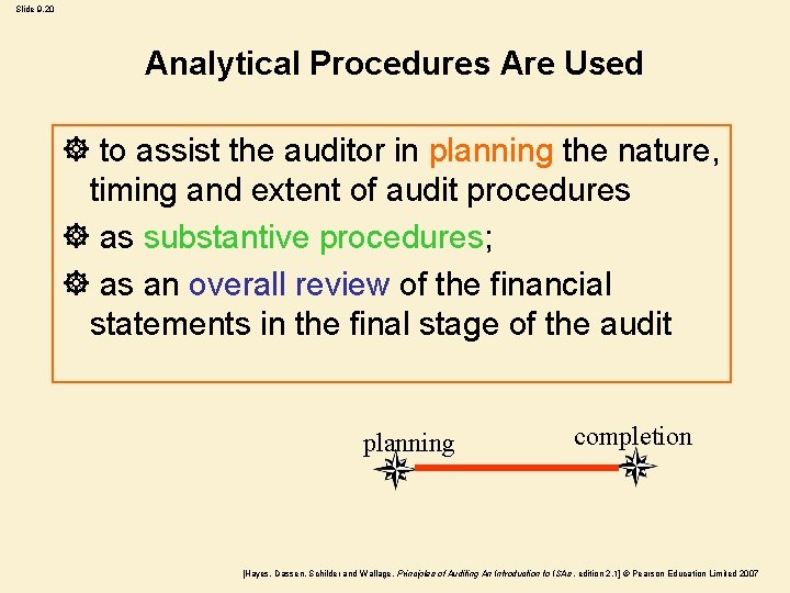 Slide 9. 20 Analytical Procedures Are Used ] to assist the auditor in planning