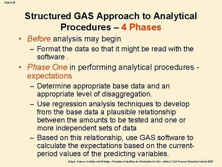 Slide 9. 25 Structured GAS Approach to Analytical Procedures – 4 Phases • Before