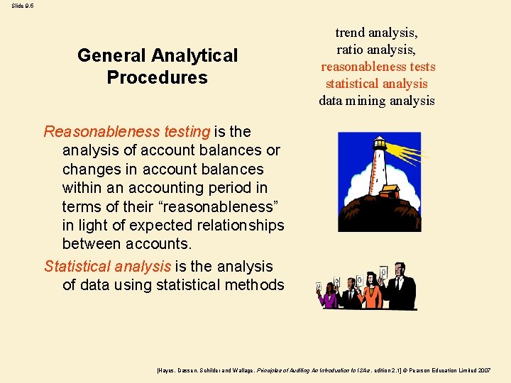 Slide 9. 5 General Analytical Procedures trend analysis, ratio analysis, reasonableness tests statistical analysis