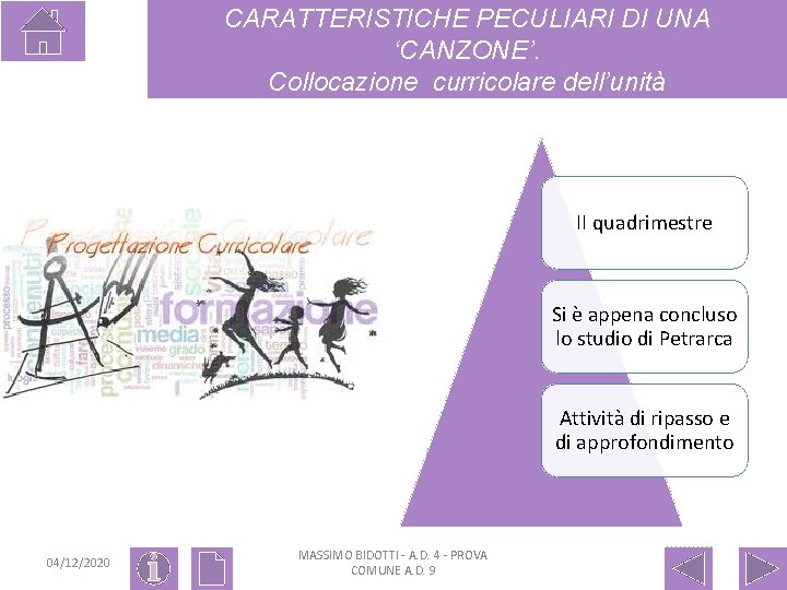 CARATTERISTICHE PECULIARI DI UNA ‘CANZONE’. Collocazione curricolare dell’unità II quadrimestre Si è appena concluso