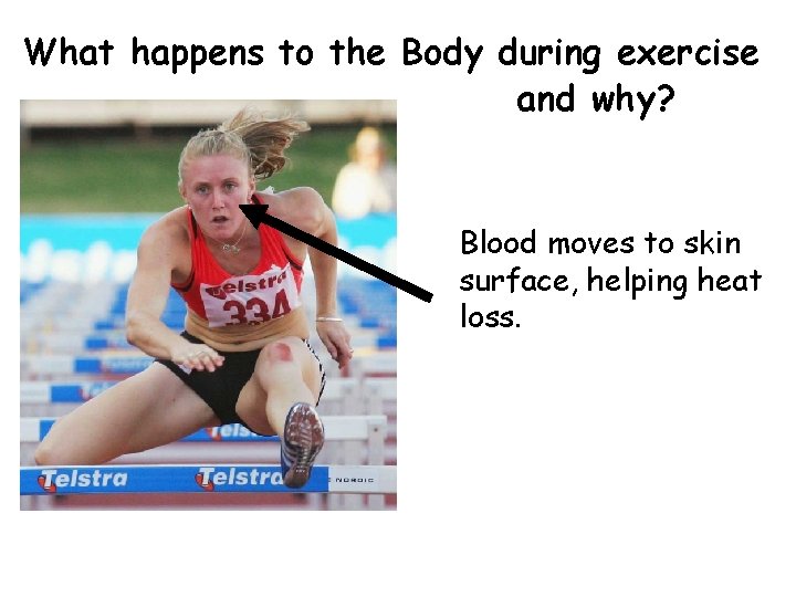 What happens to the Body during exercise and why? Blood moves to skin surface,