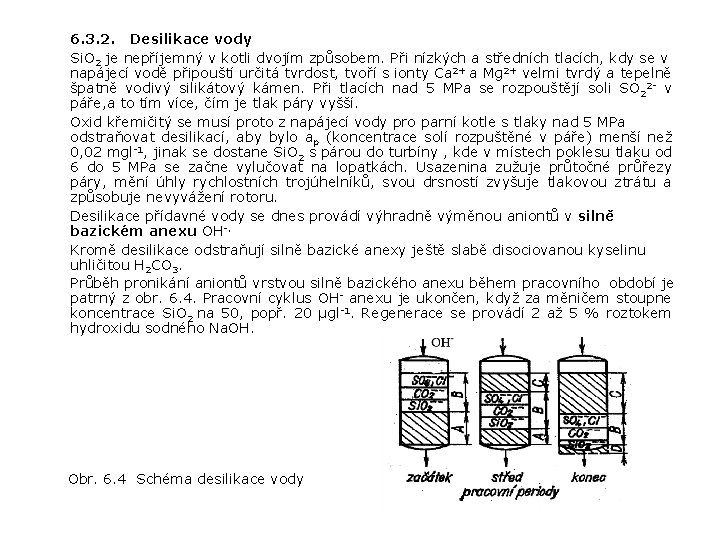 6. 3. 2. Desilikace vody Si. O 2 je nepříjemný v kotli dvojím způsobem.
