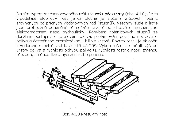 Dalším typem mechanizovaného roštu je rošt přesuvný (obr. 4. 10). Je to v podstatě