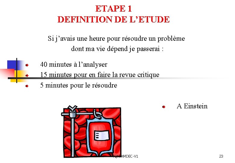 ETAPE 1 DEFINITION DE L’ETUDE Si j’avais une heure pour résoudre un problème dont ETAPE 1 DEFINITION DE L’ETUDE Si j’avais une heure pour résoudre un problème dont