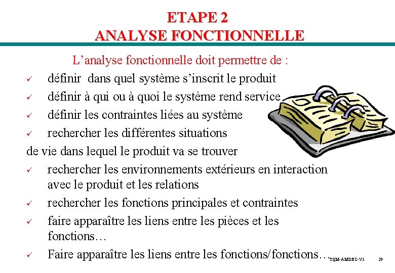 ETAPE 2 ANALYSE FONCTIONNELLE L’analyse fonctionnelle doit permettre de : ü définir dans quel ETAPE 2 ANALYSE FONCTIONNELLE L’analyse fonctionnelle doit permettre de : ü définir dans quel