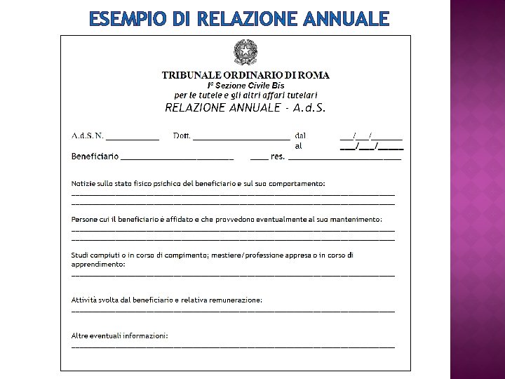 ESEMPIO DI RELAZIONE ANNUALE 