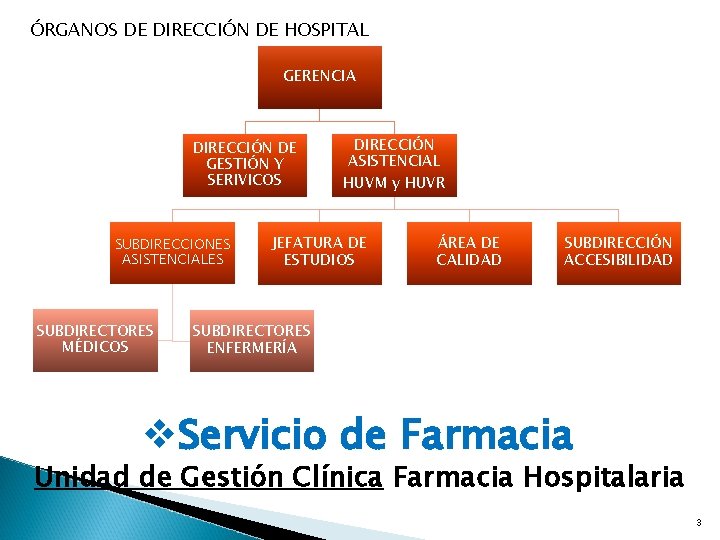 ÓRGANOS DE DIRECCIÓN DE HOSPITAL GERENCIA DIRECCIÓN DE GESTIÓN Y SERIVICOS SUBDIRECCIONES ASISTENCIALES SUBDIRECTORES