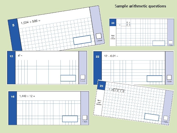 Sample arithmetic questions 