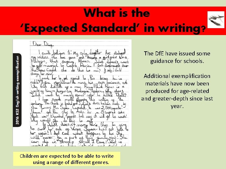 What is the ‘Expected Standard’ in writing? The Df. E have issued some guidance