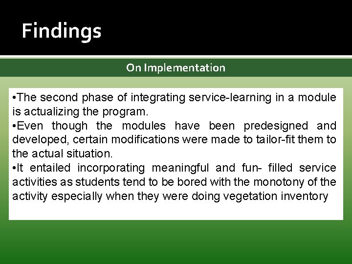 Table 1. B Students’ Over-all Preferred Practical Examination Type Findings On Implementation • The