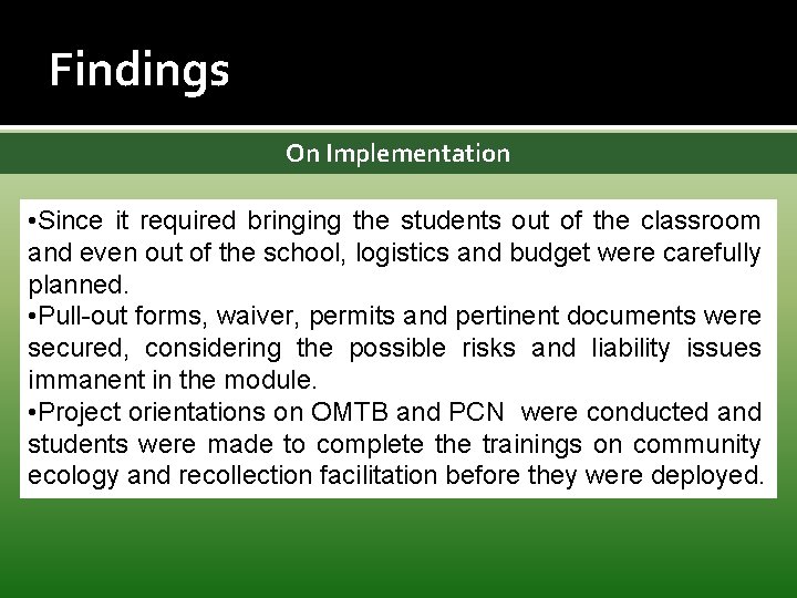 Table 1. B Students’ Over-all Preferred Practical Examination Type Findings On Implementation • Since