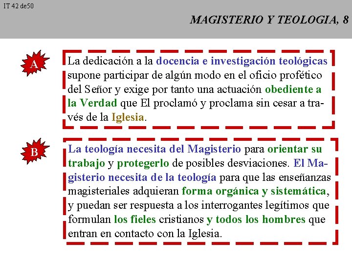 IT 42 de 50 MAGISTERIO Y TEOLOGIA, 8 A La dedicación a la docencia