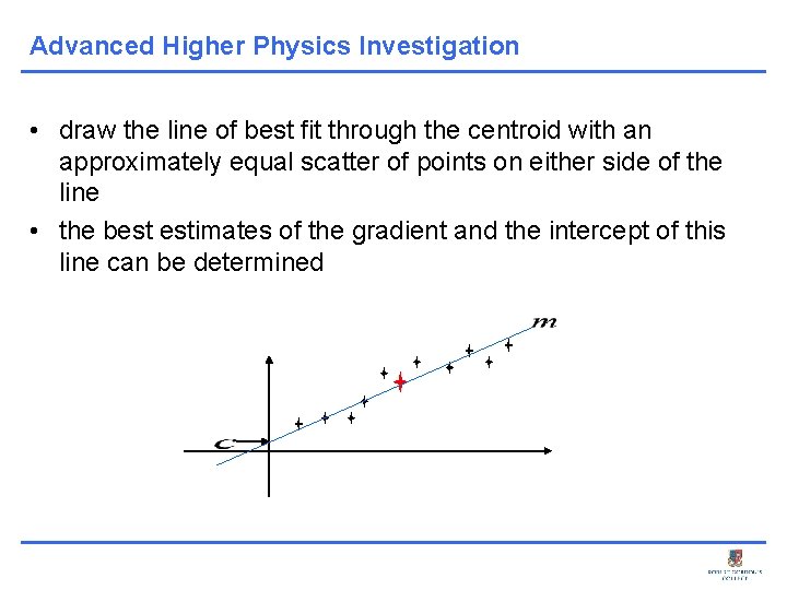 Advanced Higher Physics Investigation • draw the line of best fit through the centroid
