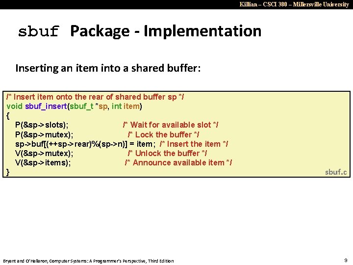 Killian – CSCI 380 – Millersville University sbuf Package - Implementation Inserting an item