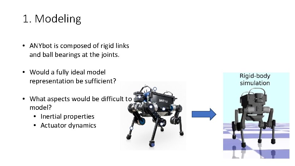 1. Modeling • ANYbot is composed of rigid links and ball bearings at the