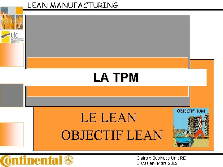 LEAN MANUFACTURING LA TPM LE LEAN OBJECTIF LEAN Clairoix Business Unit RE D Casier–