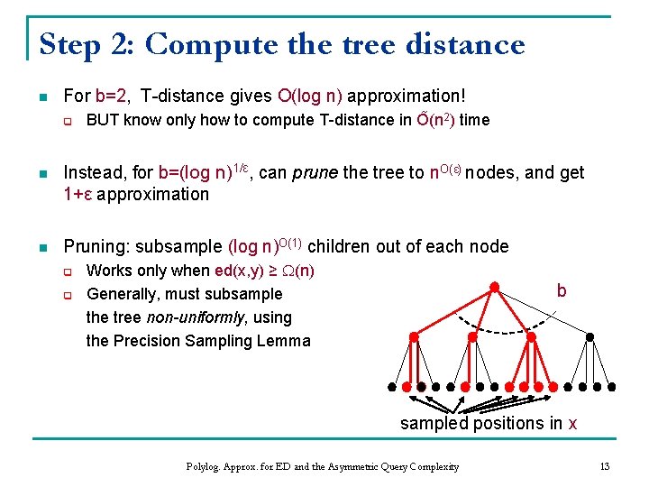 Step 2: Compute the tree distance n For b=2, T-distance gives O(log n) approximation! Step 2: Compute the tree distance n For b=2, T-distance gives O(log n) approximation!