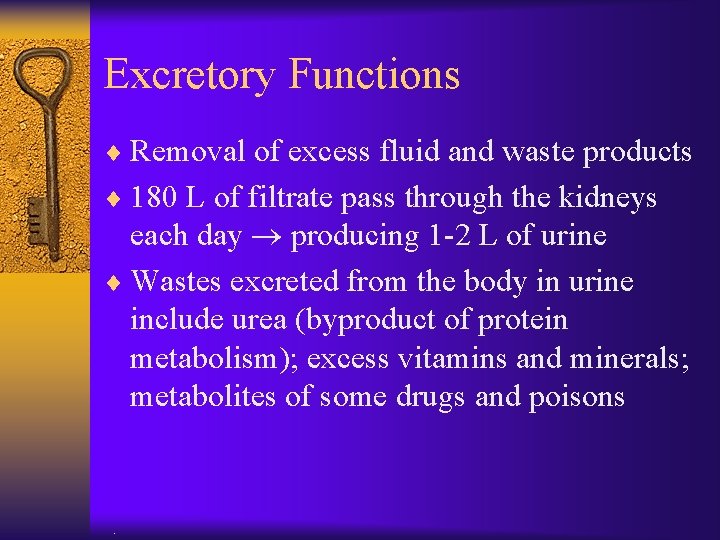 Excretory Functions ¨ Removal of excess fluid and waste products ¨ 180 L of