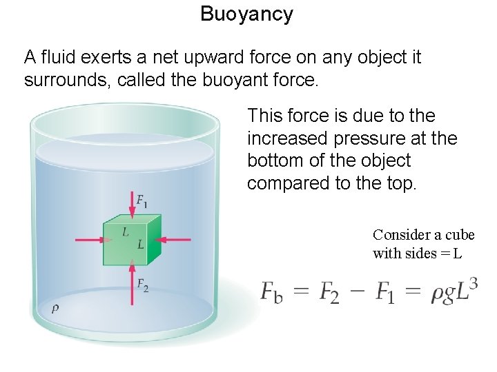 Buoyancy A fluid exerts a net upward force on any object it surrounds, called Buoyancy A fluid exerts a net upward force on any object it surrounds, called