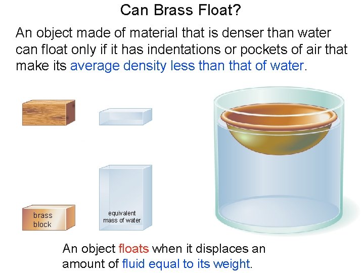 Can Brass Float? An object made of material that is denser than water can Can Brass Float? An object made of material that is denser than water can
