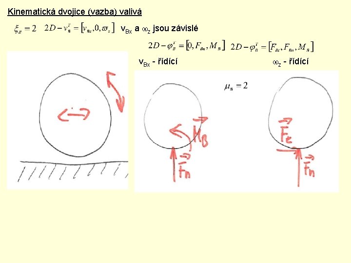 Kinematická dvojice (vazba) valivá v. Bx a wz jsou závislé v. Bx - řídící