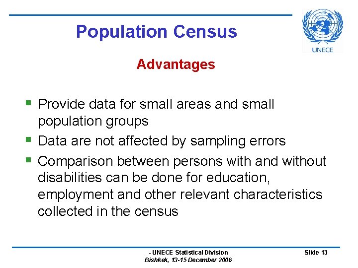 United Nations Economic Commission for Europe Statistical Division