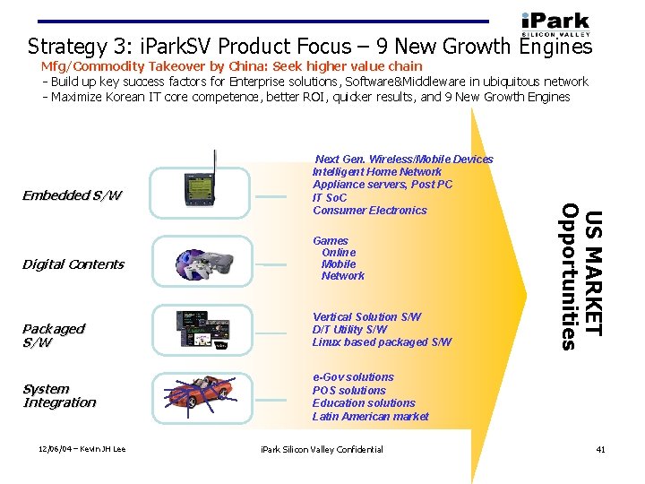 Strategy 3: i. Park. SV Product Focus – 9 New Growth Engines Mfg/Commodity Takeover