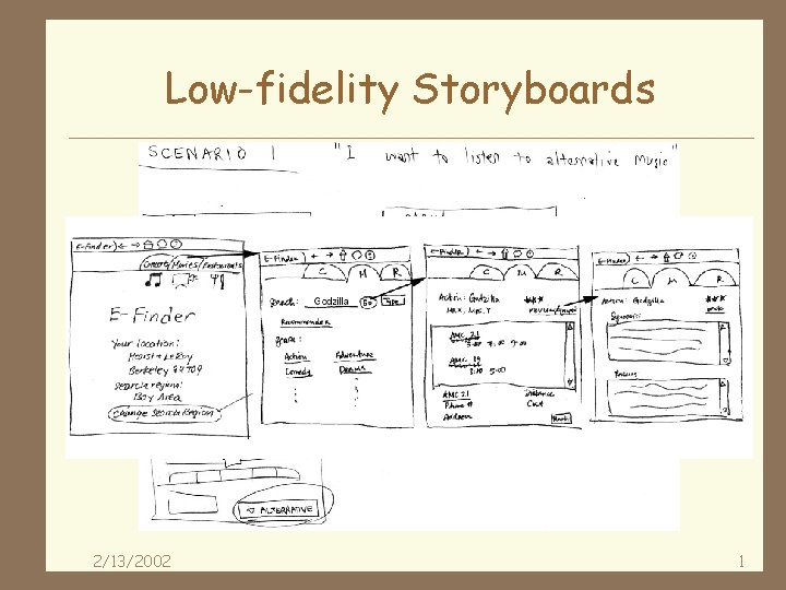 Low-fidelity Storyboards 2/13/2002 1 