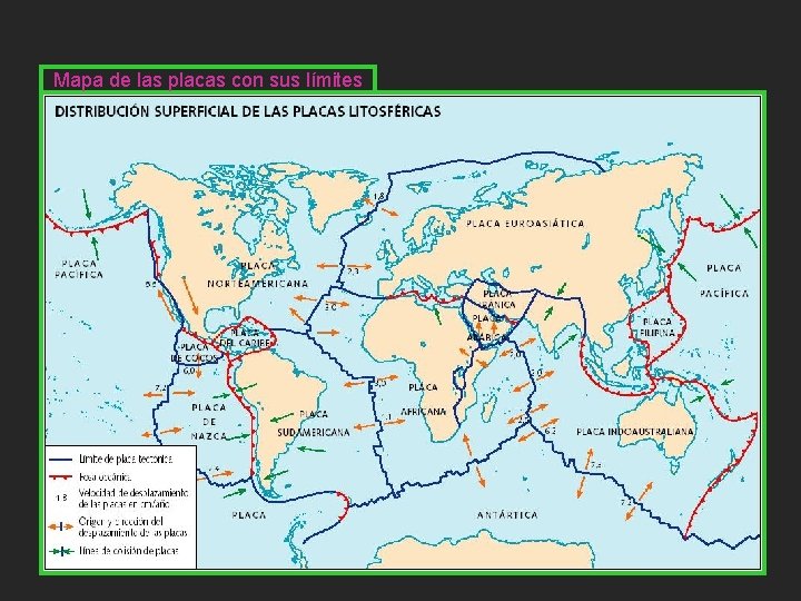 Mapa de las placas con sus límites 