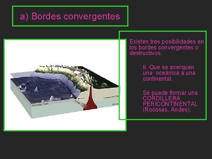 a) Bordes convergentes Existen tres posibilidades en los bordes convergentes o destructivos. II. Que